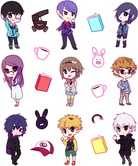 Chibi Style Character Collection PNG Image