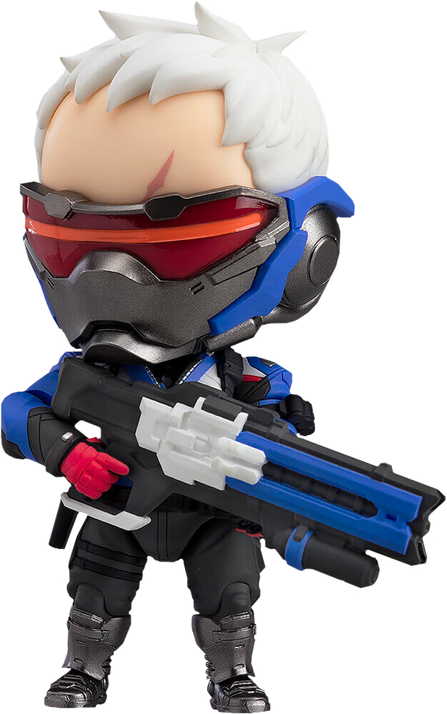 Chibi Style Futuristic Soldier Figurine PNG Image