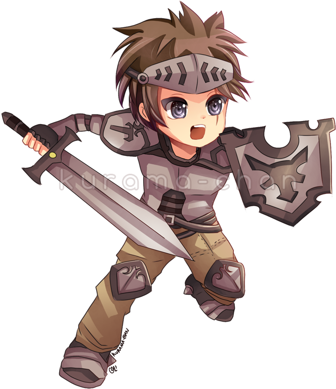 Chibi Warrior Readyfor Battle PNG Image