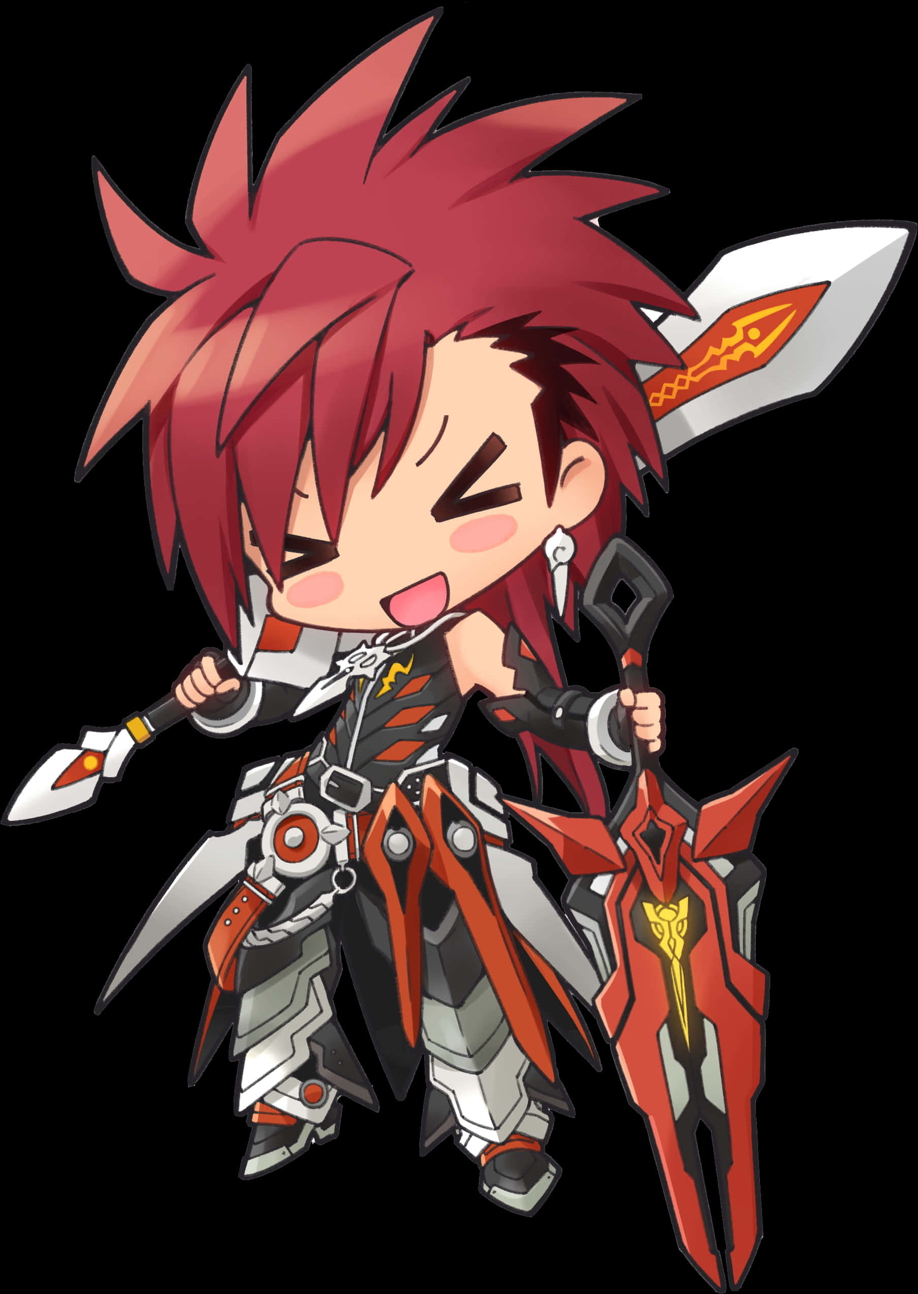 Chibi Warriorwith Swordand Armor PNG Image