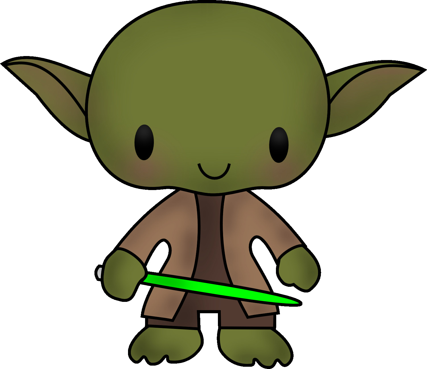 Chibi Yodawith Lightsaber.png PNG Image