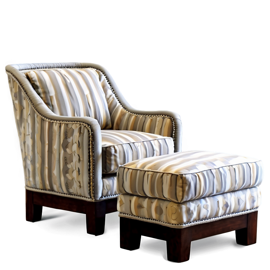 Chic Armchair With Ottoman Png Srp PNG Image