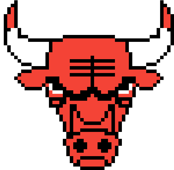 Chicago Bulls Pixel Art Logo PNG Image