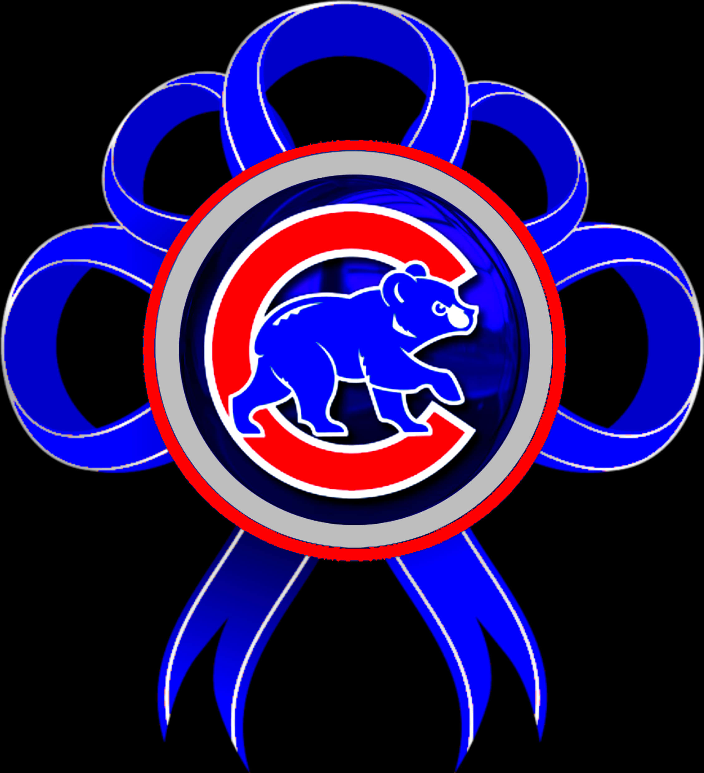 Chicago Cubs Logo Floral Design PNG Image