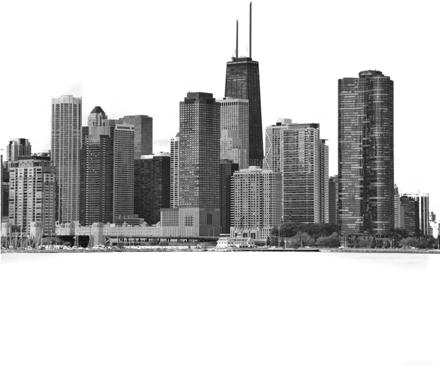 Chicago Skyline Monochrome PNG Image