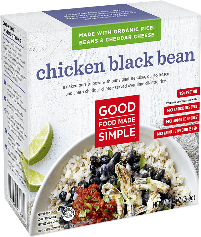 Chicken Black Bean Burrito Bowl Packaging PNG Image