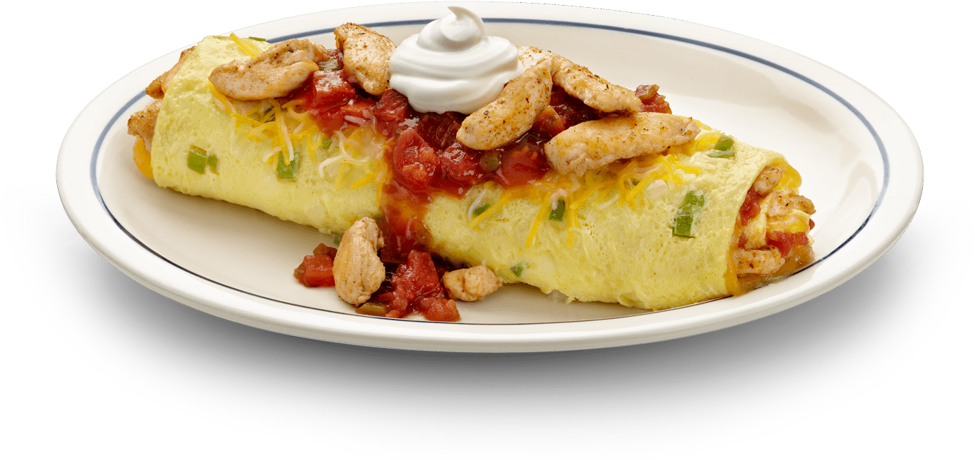 Chicken Fajita Omeletteon Plate PNG Image