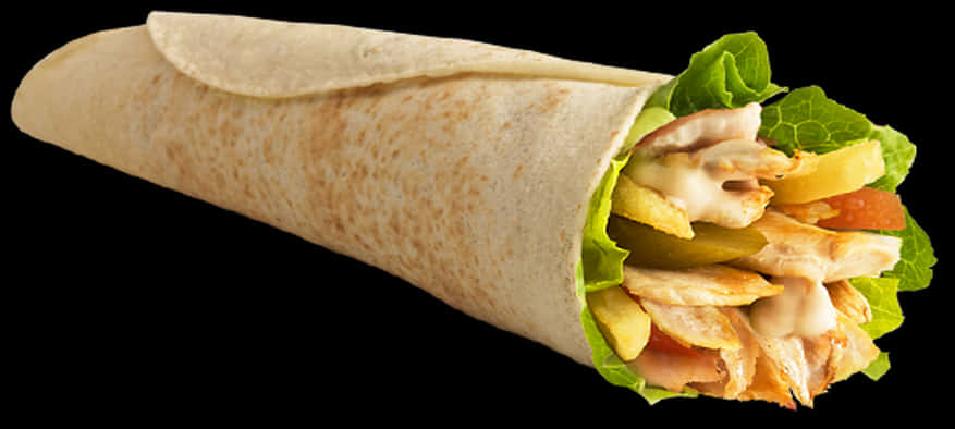 Chicken Shawarma Wrap Delicious Fast Food PNG Image