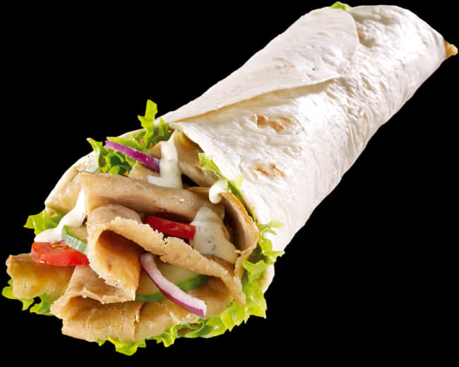 Chicken Shawarma Wrap Delicious Fast Food PNG Image