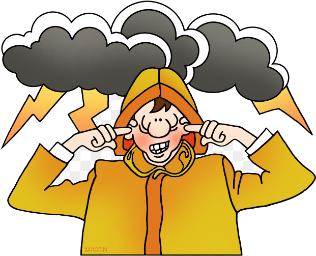 Child Covering Ears During Thunderstorm PNG Image