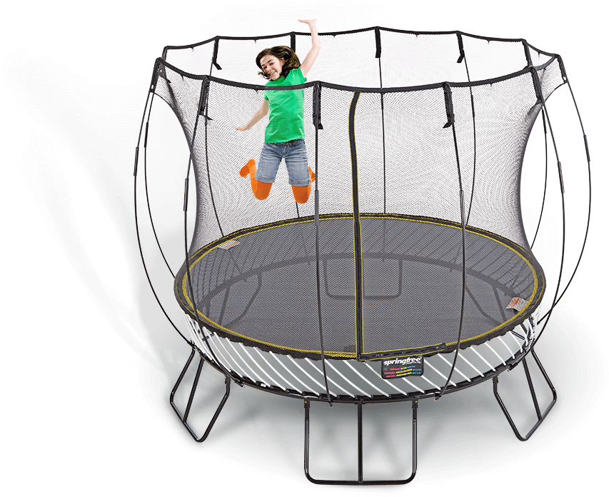 Child Jumpingon Safety Net Trampoline PNG Image