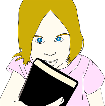 Child Reading Book Cartoon PNG Image