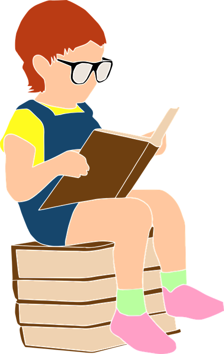 Child Reading Book Illustration.png PNG Image