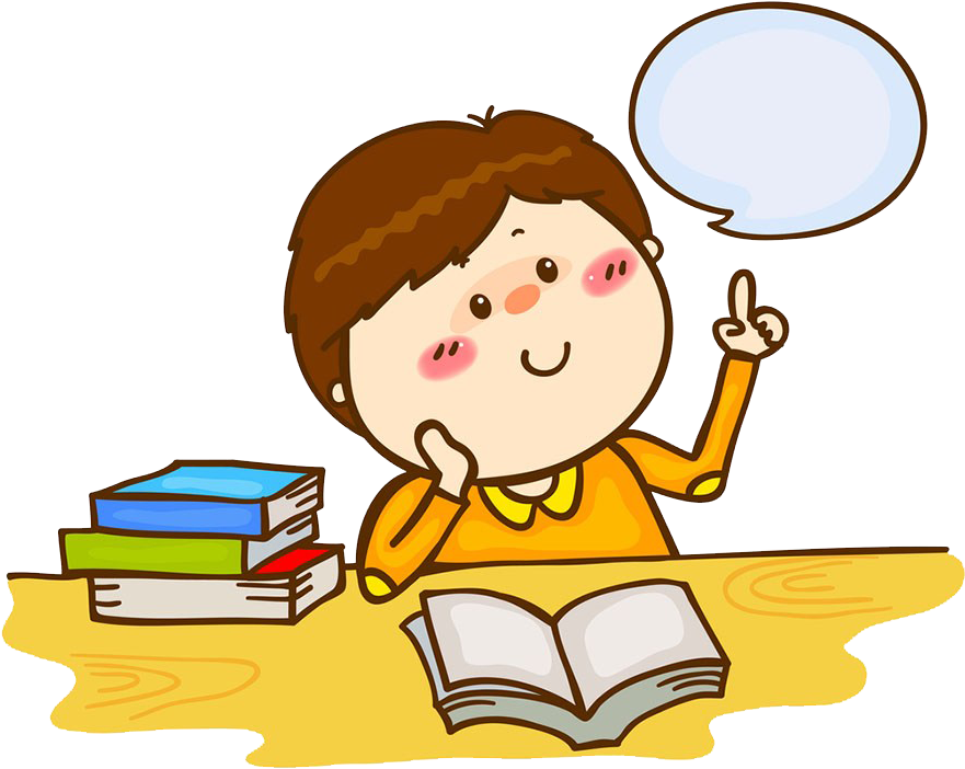 Child Studying Cartoon Clipart PNG Image