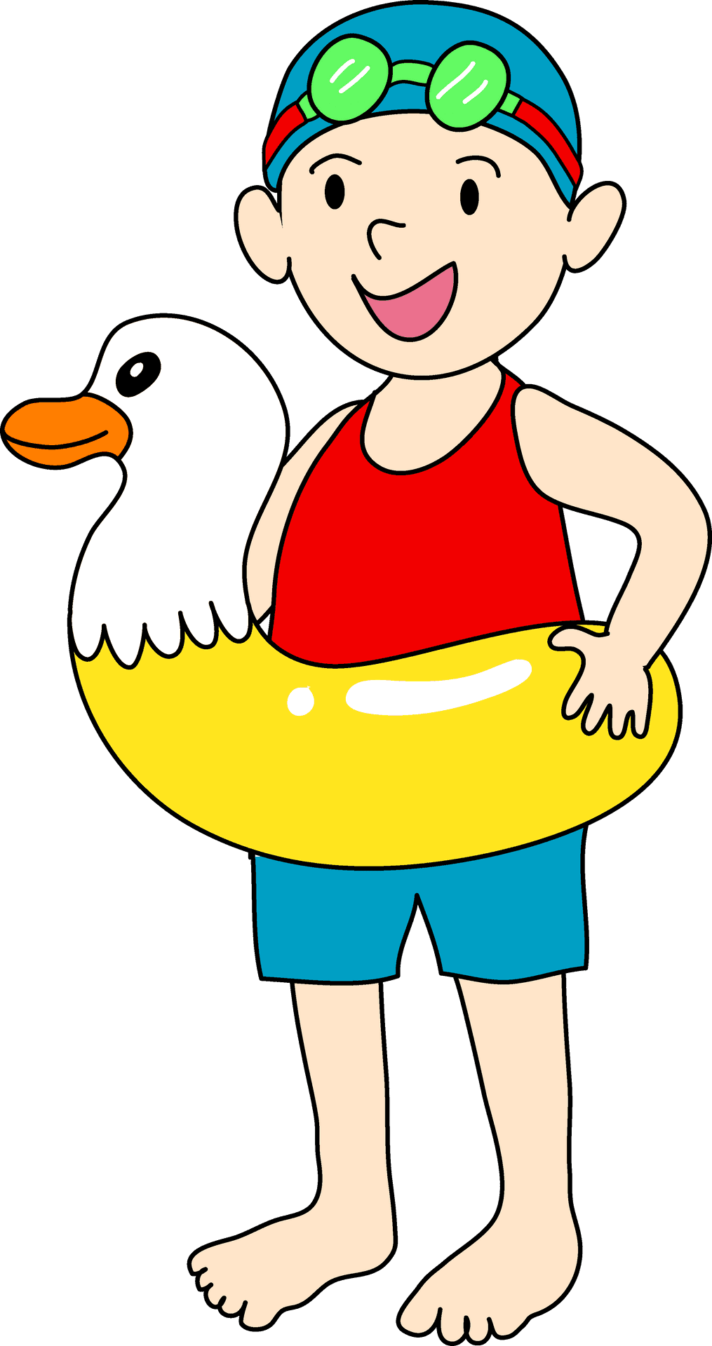 Child With Duck Float Illustration PNG Image