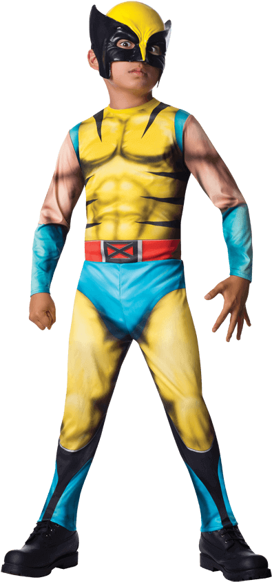 Child Wolverine Costume Portrait PNG Image