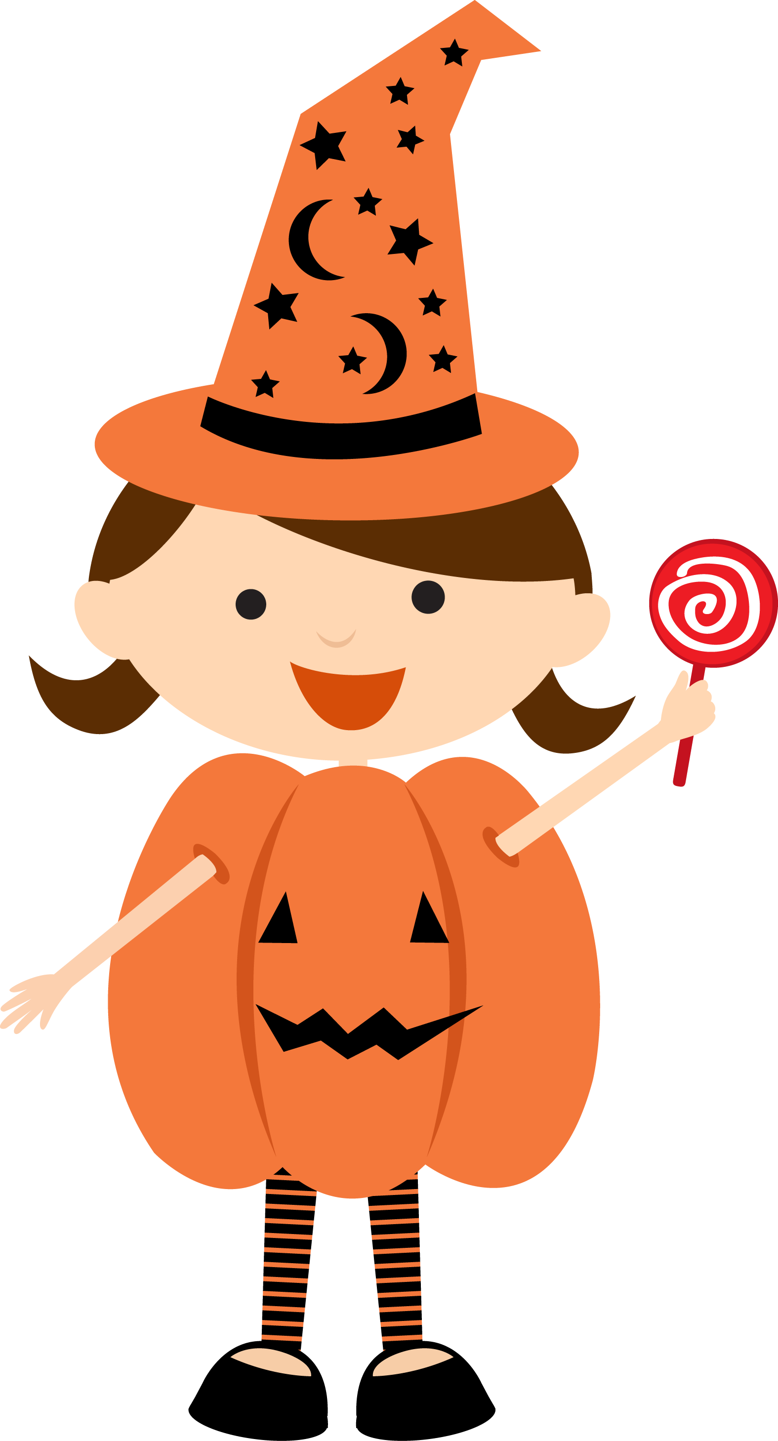 Childin Pumpkin Costumewith Lollipop.png PNG Image