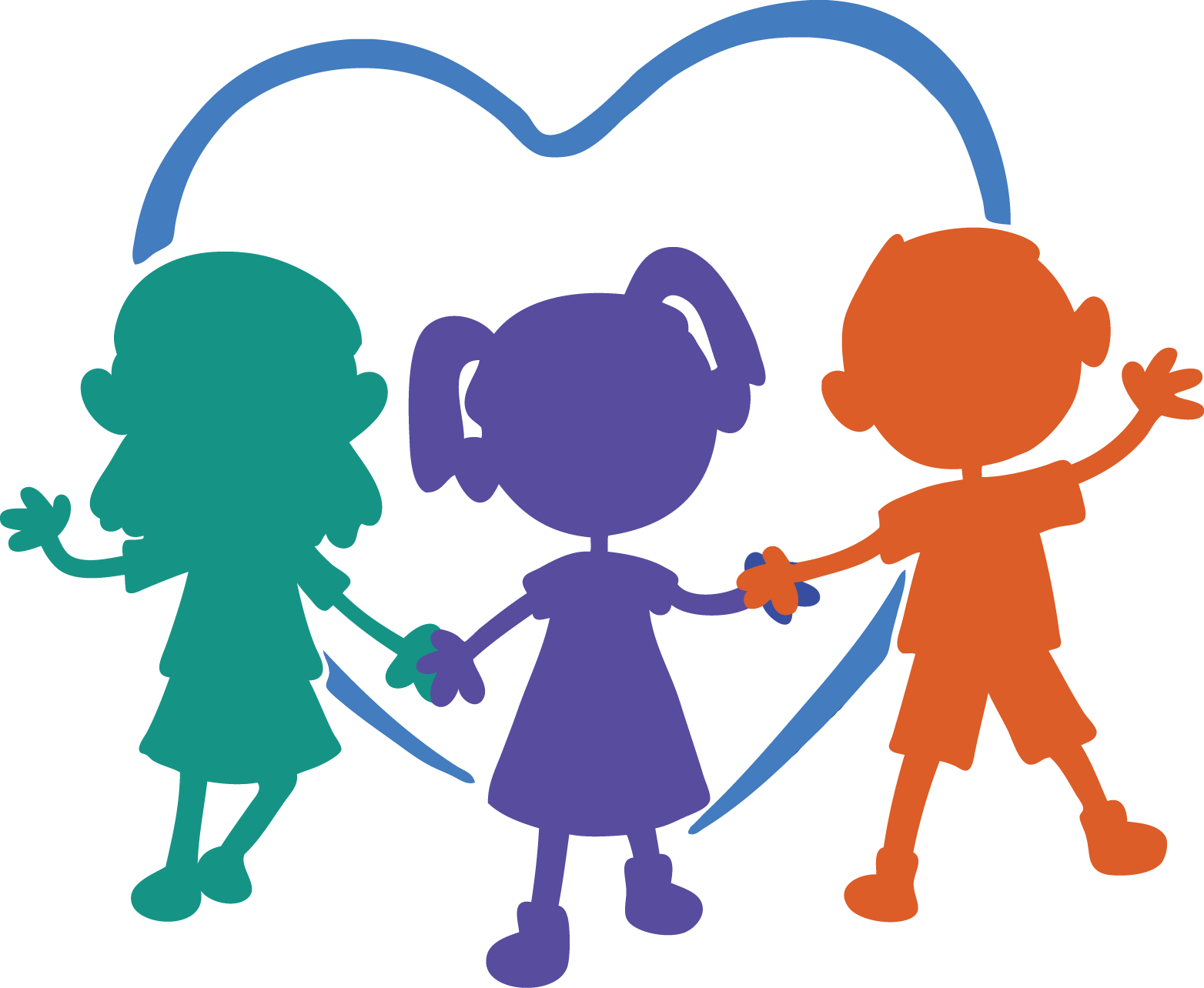 Children Holding Hands Silhouette PNG Image