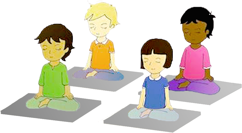 Children Meditating Cartoon PNG Image