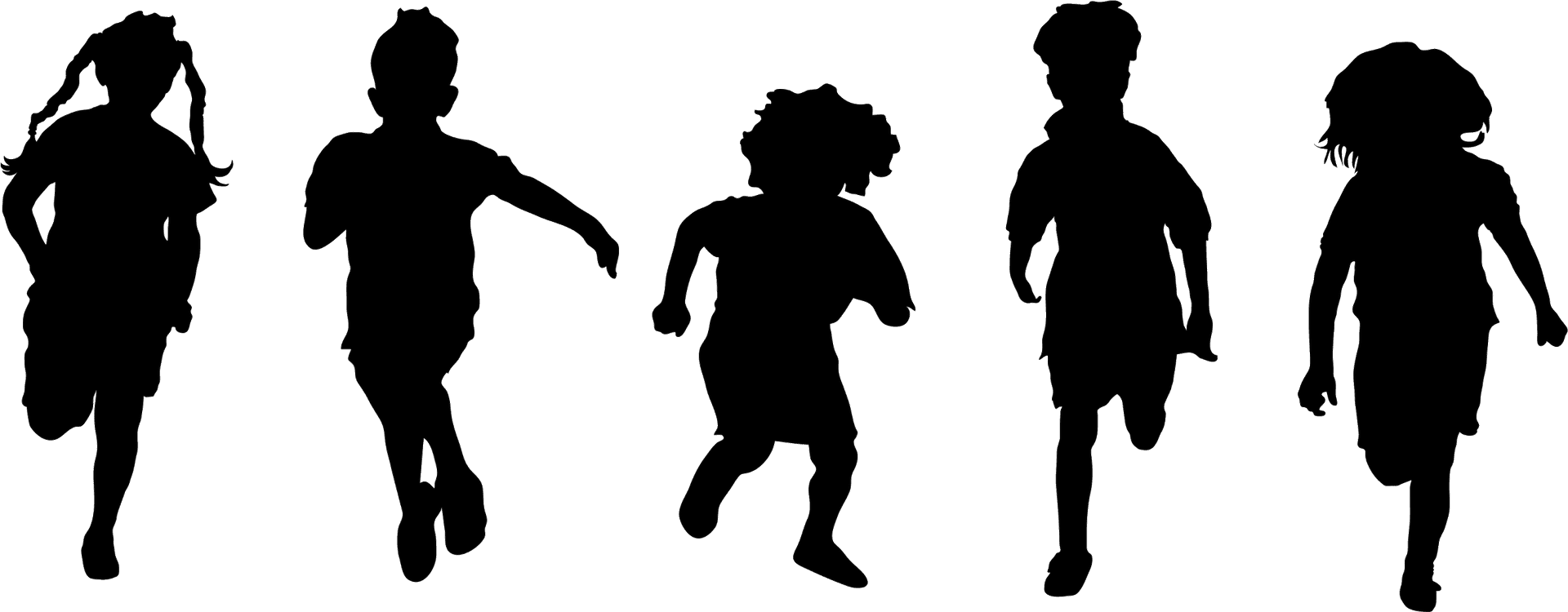 Children Playing Silhouette PNG Image