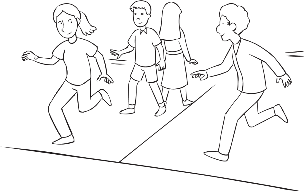 Children Playing Tag Line Art PNG Image