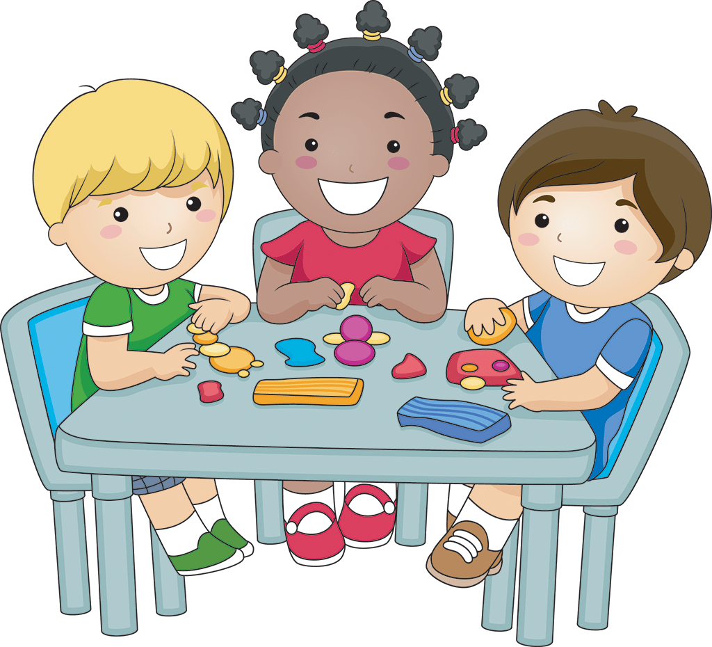 Children_ Playing_with_ Playdough PNG Image