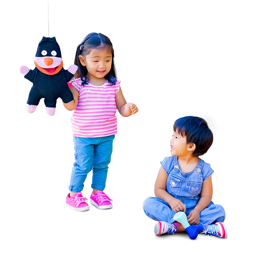 Children Playing With Puppets Png Aob PNG Image