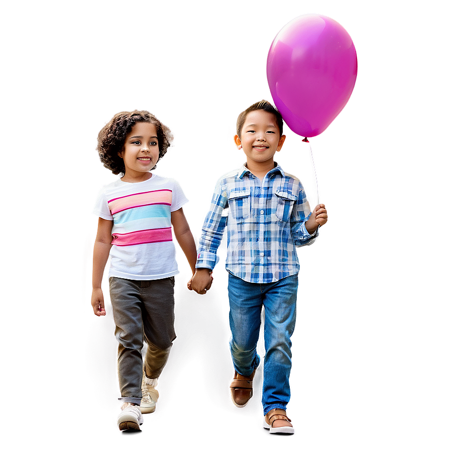 Children With Balloons Png Dlq PNG Image