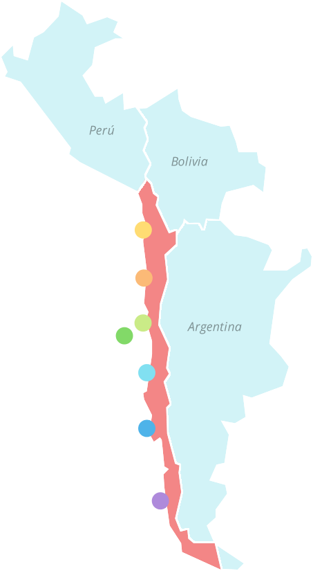 Chile Bordering Countriesand Major Cities Map PNG Image