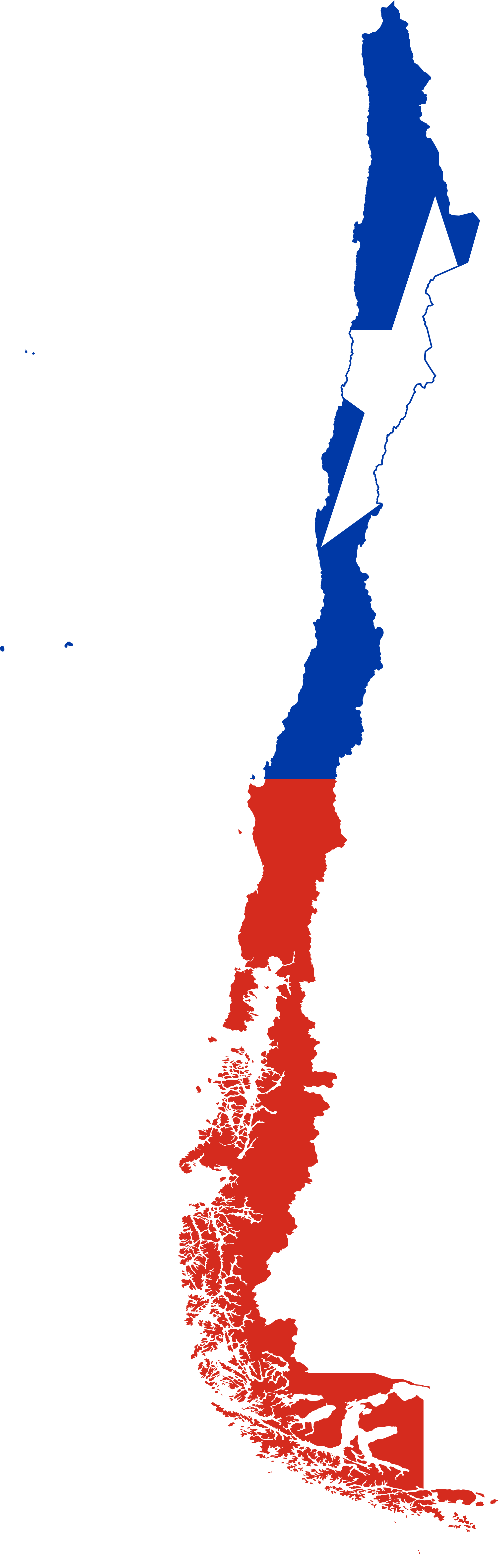 Chile Flag Map Outline PNG Image