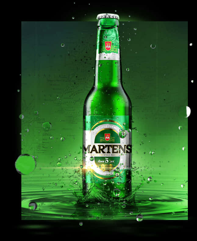 Chilled Martens Beer Bottle Splash PNG Image