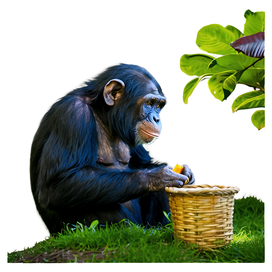 Chimpanzee Enjoying A Meal Png Juw85 PNG Image