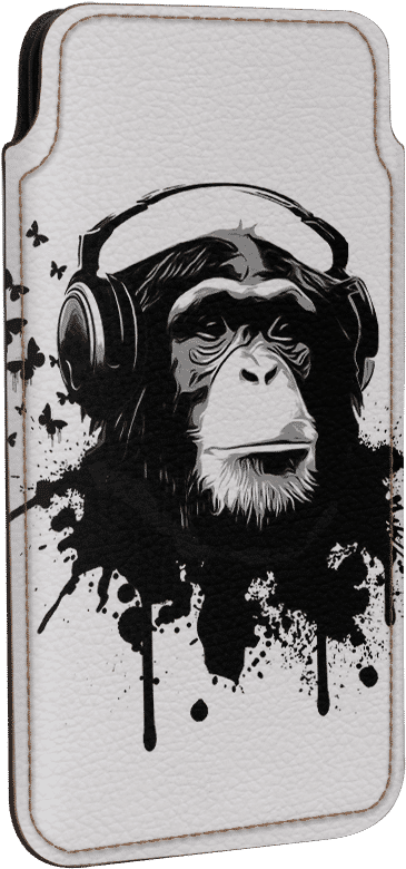 Chimpanzee Headphones Artwork PNG Image