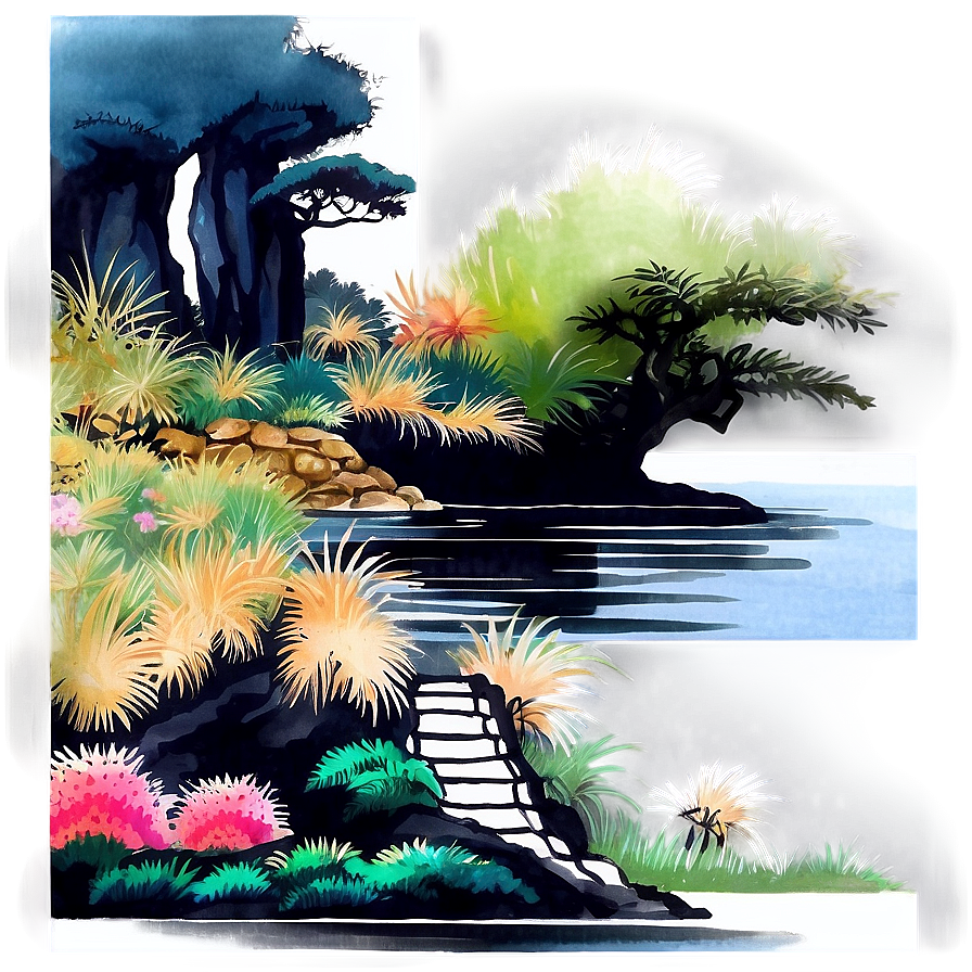 Chinese Ink Painting Landscape Png Iei43 PNG Image