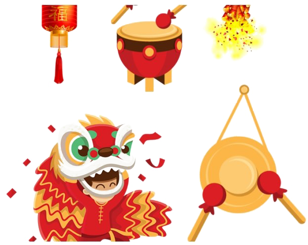 Chinese New Year Celebration Icons PNG Image