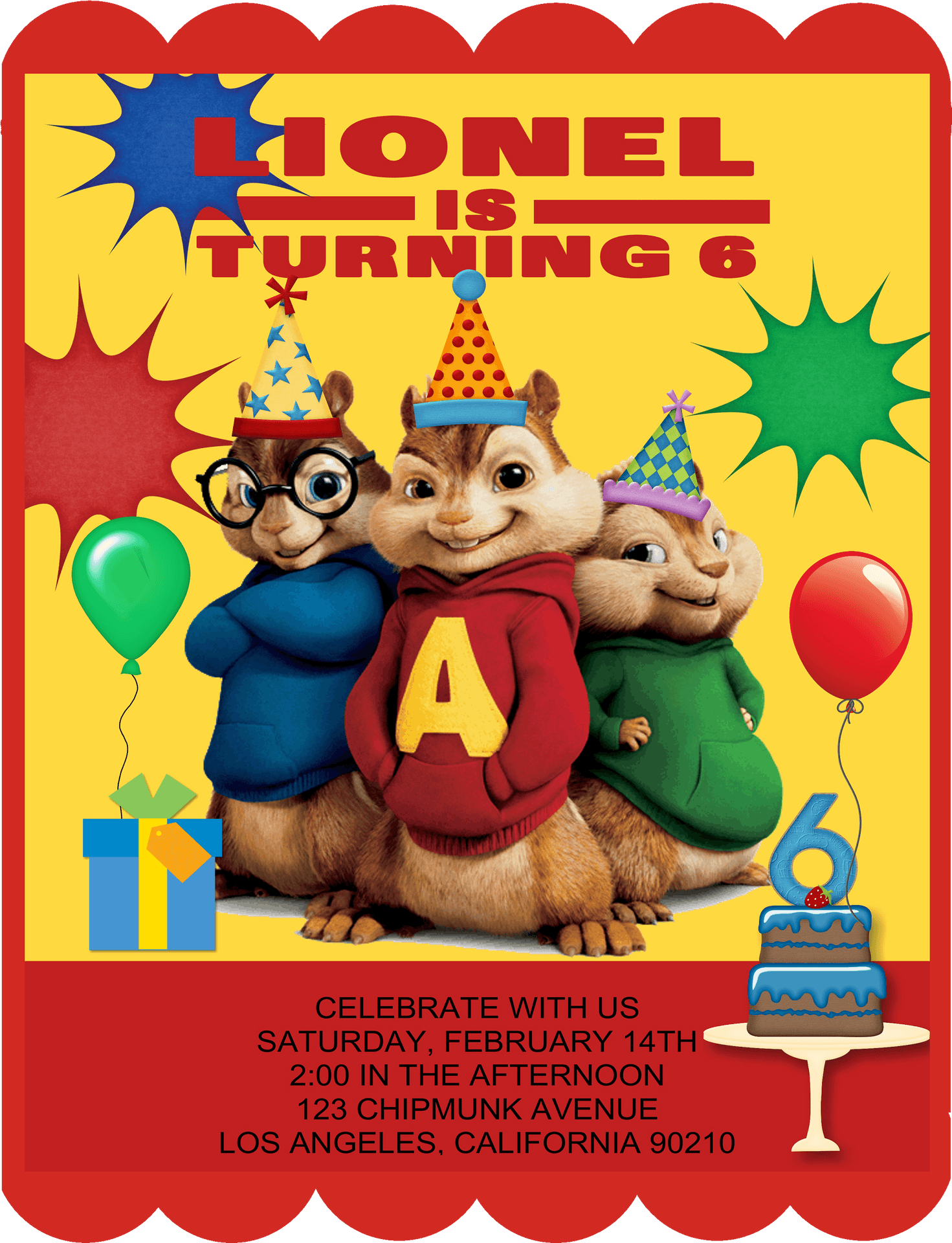 Chipmunk Birthday Invitation PNG Image