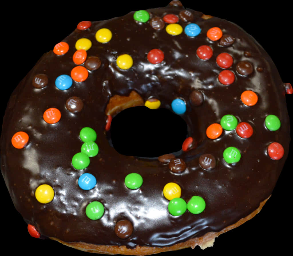 Chocolate Covered Donutwith Candies PNG Image