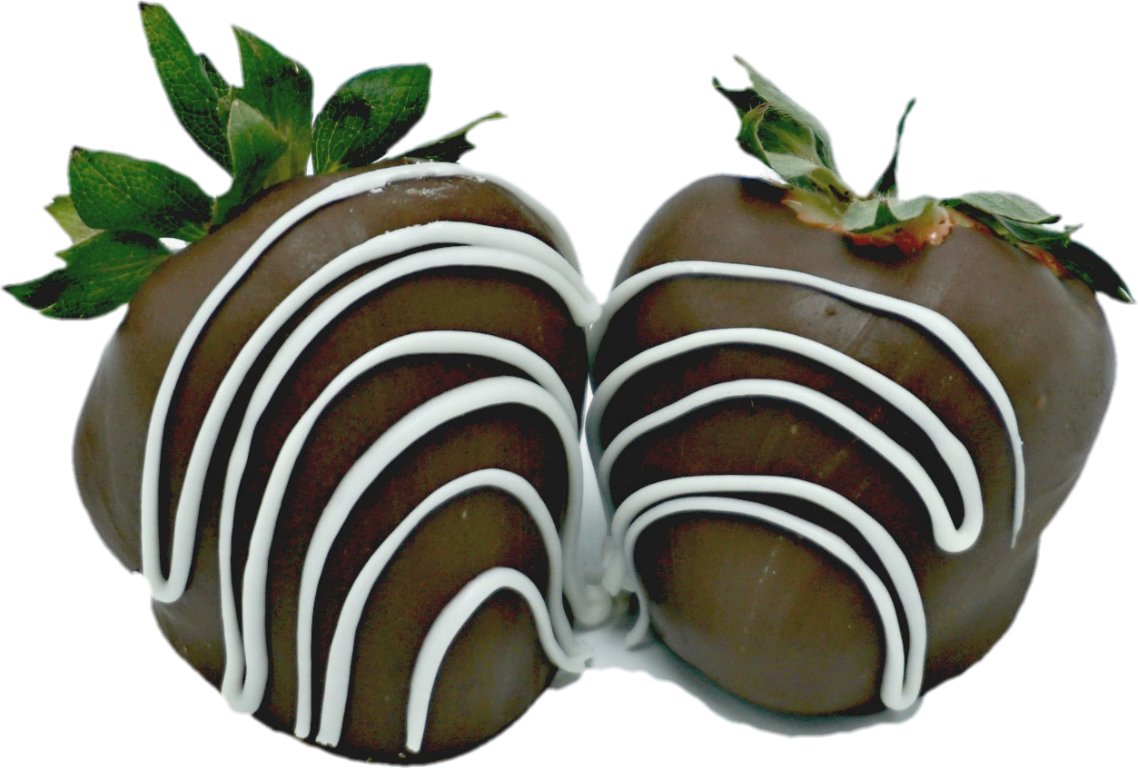 Chocolate Covered Strawberrieswith White Drizzle PNG Image