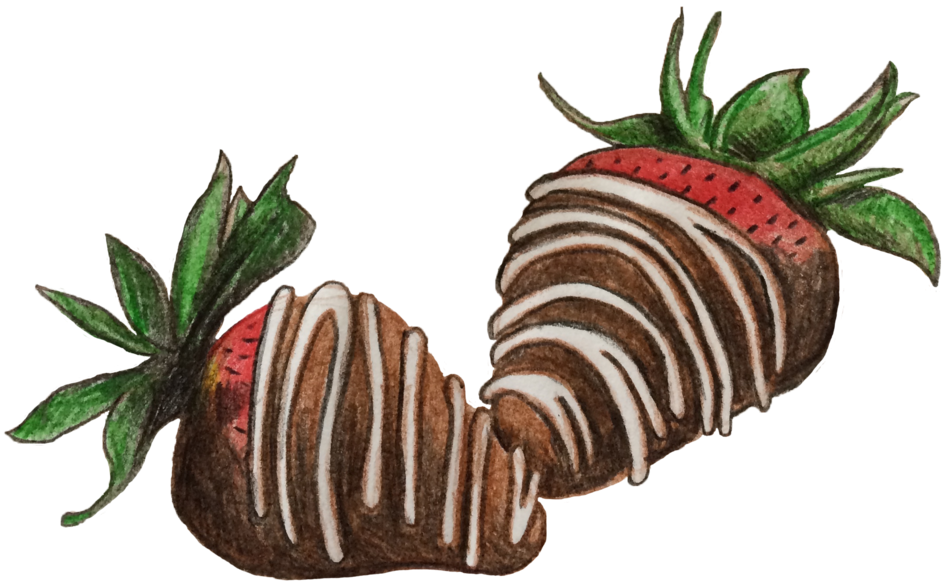 Chocolate Drizzled Strawberries Illustration PNG Image