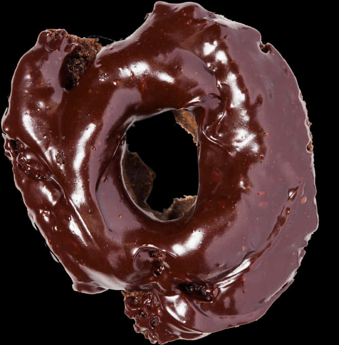 Chocolate Glazed Donut Top View PNG Image