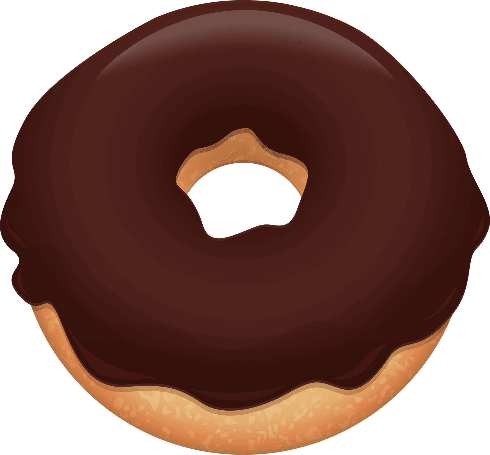 Chocolate Glazed Doughnut Illustration.png PNG Image