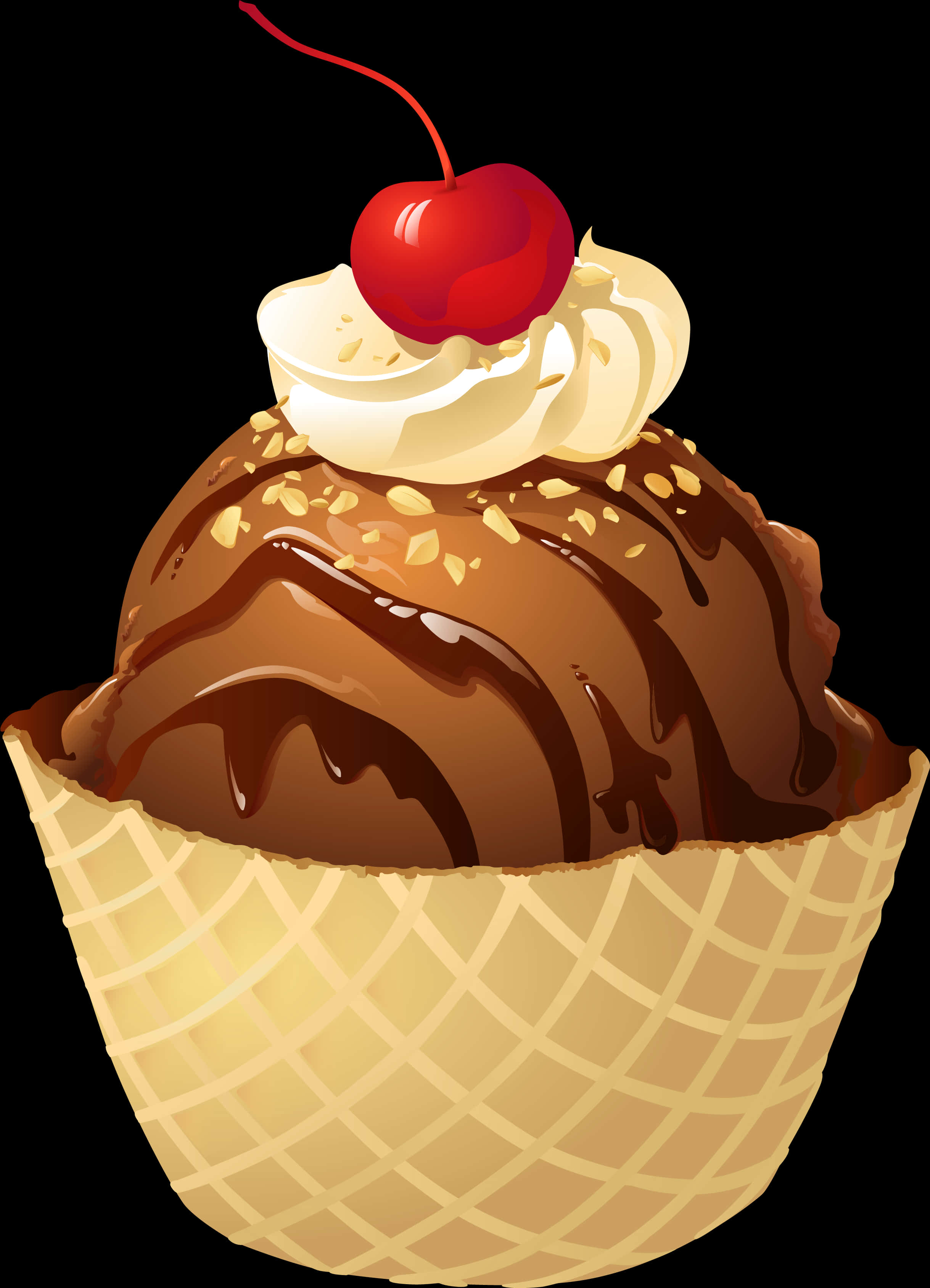 Chocolate Ice Cream Sundae Clipart PNG Image