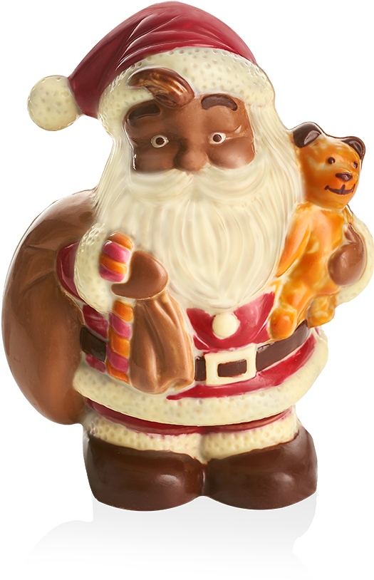 Chocolate Santawith Puppy Figurine PNG Image