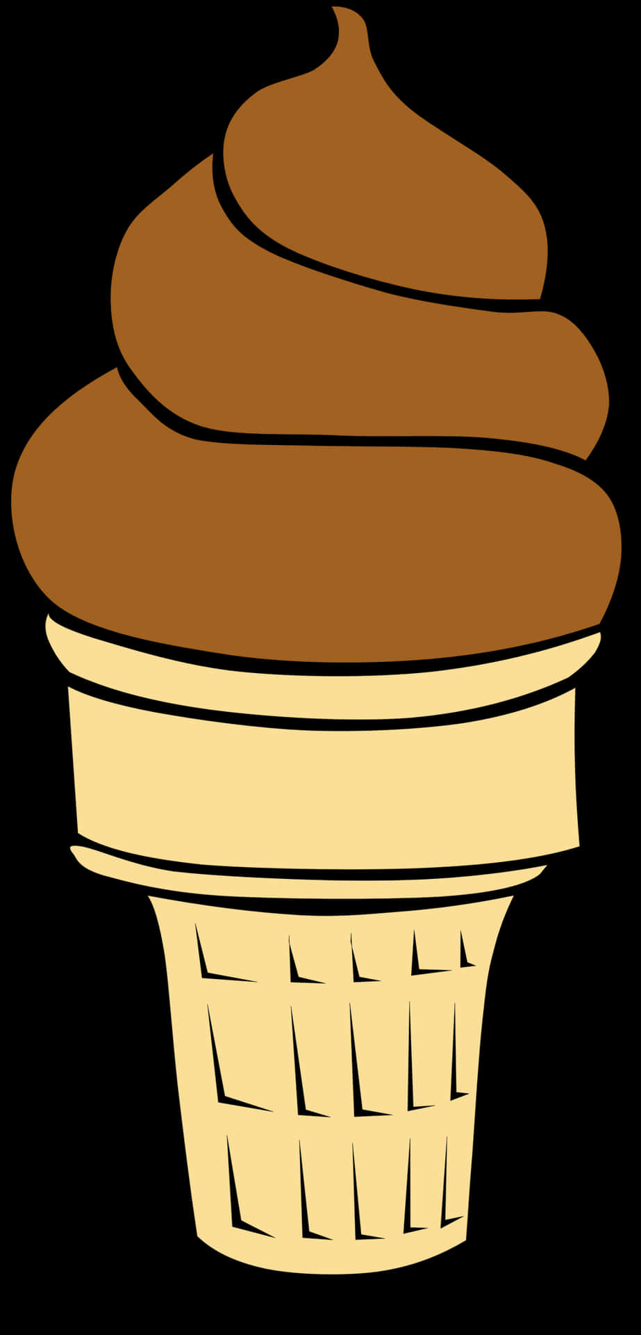 Chocolate Soft Serve Ice Cream Cone PNG Image