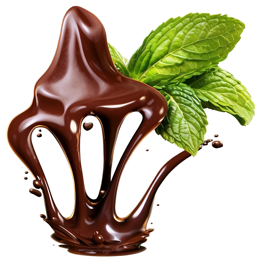 Chocolate Splash With Mint Png 6 PNG Image