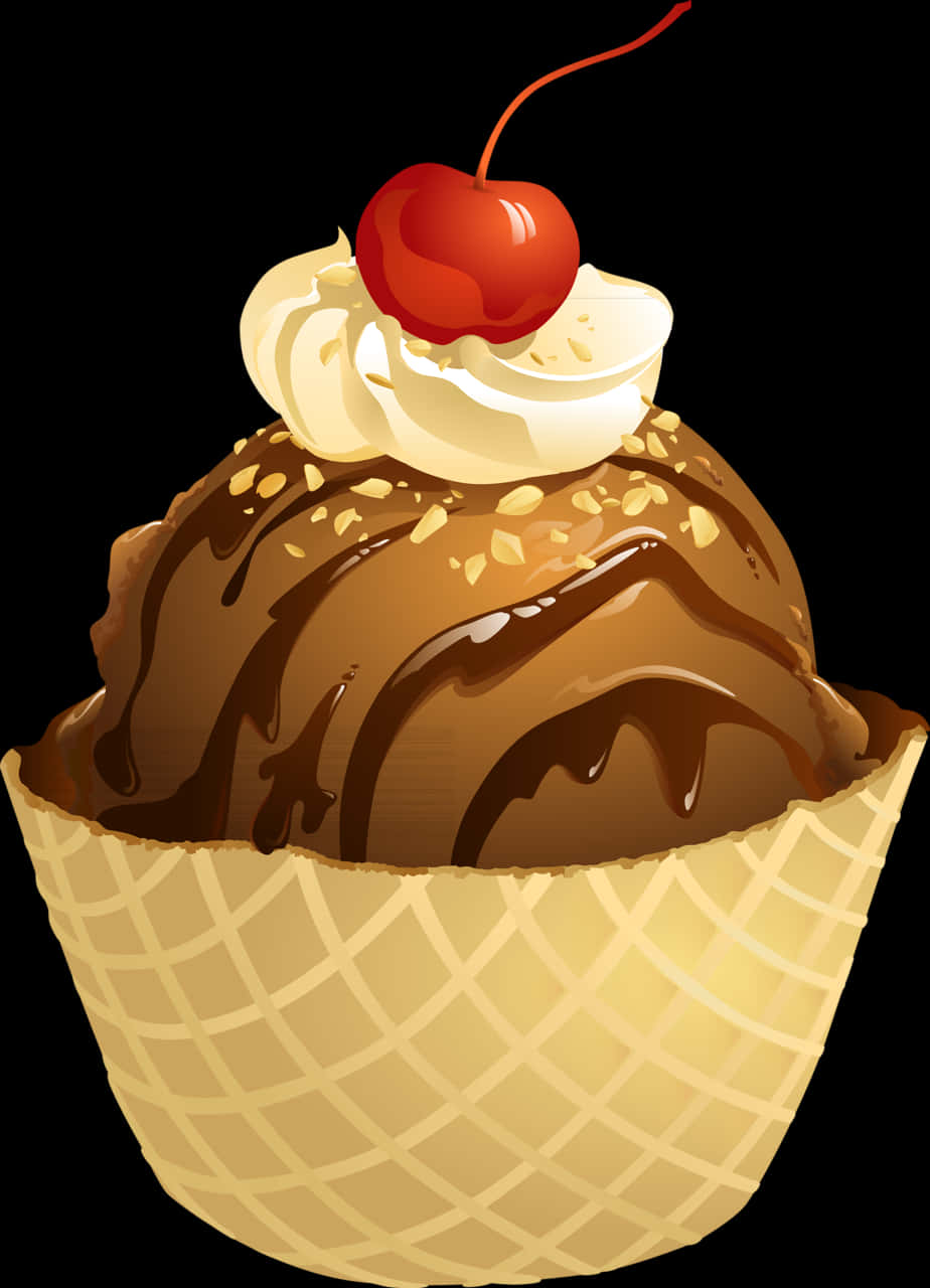 Chocolate Sundae Ice Cream Clipart PNG Image