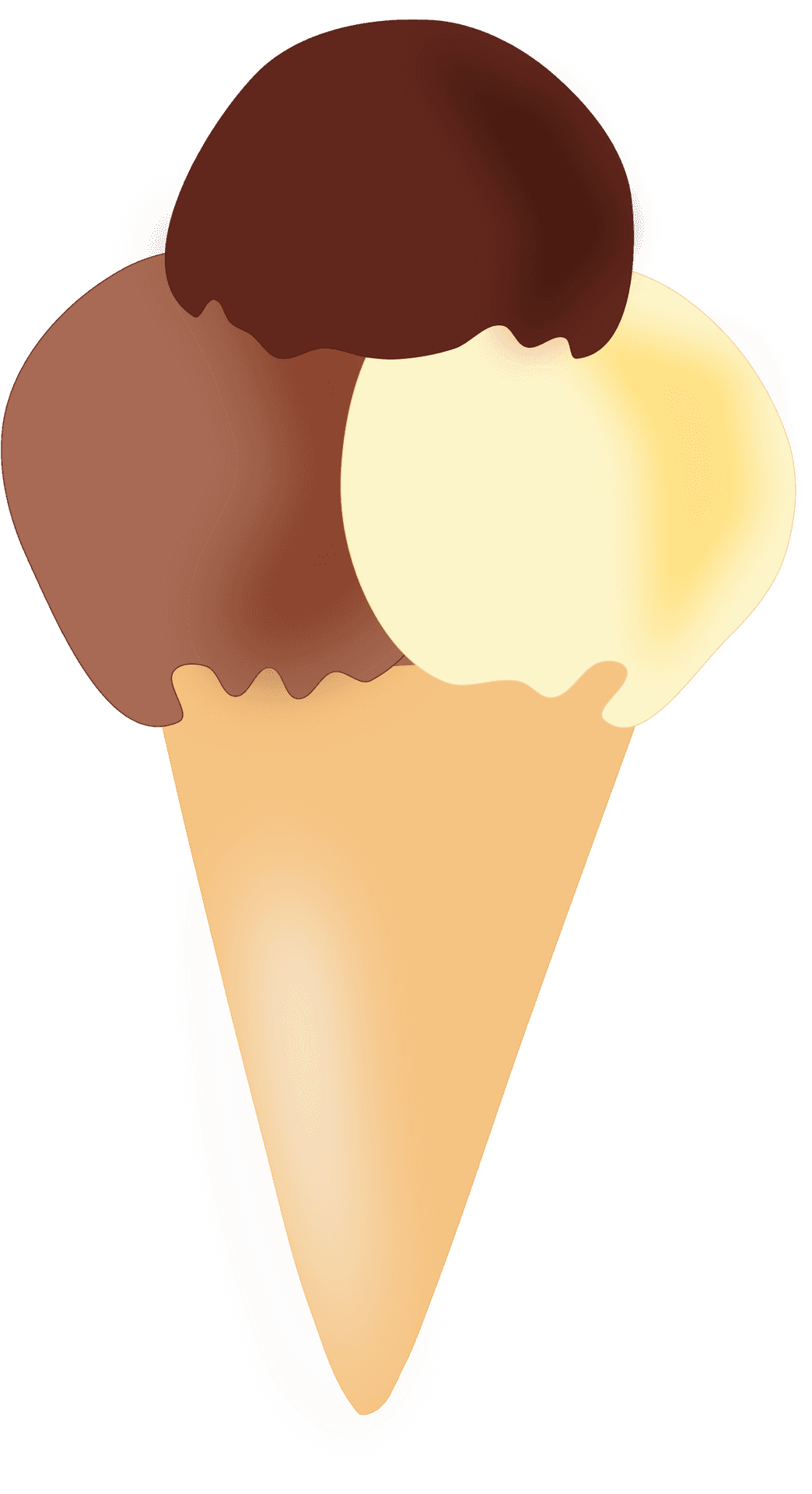 Chocolate Vanilla Ice Cream Cone PNG Image