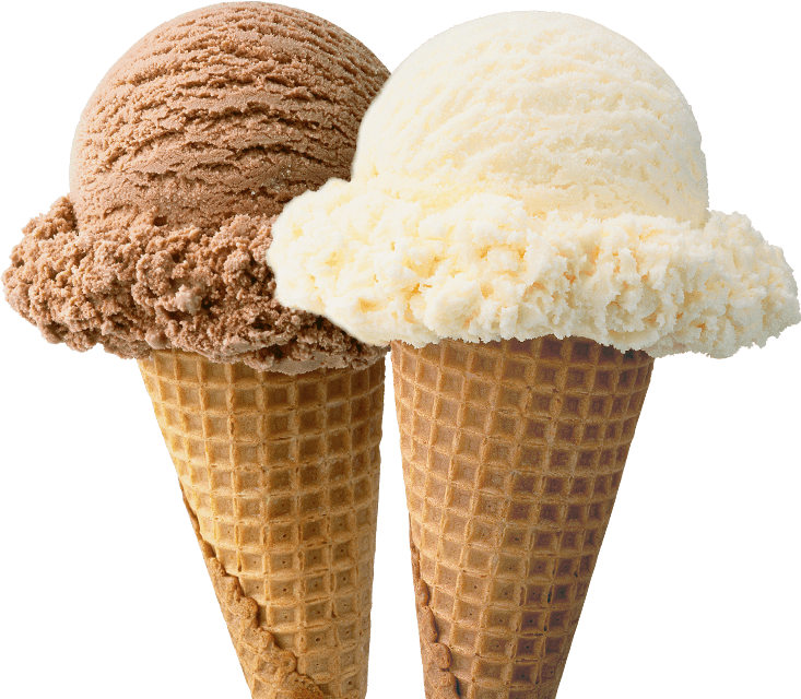 Chocolate Vanilla Ice Cream Cones PNG Image