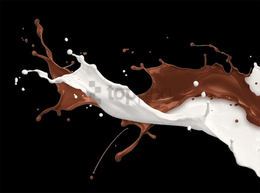 Chocolateand Milk Splash Dynamic Contrast PNG Image