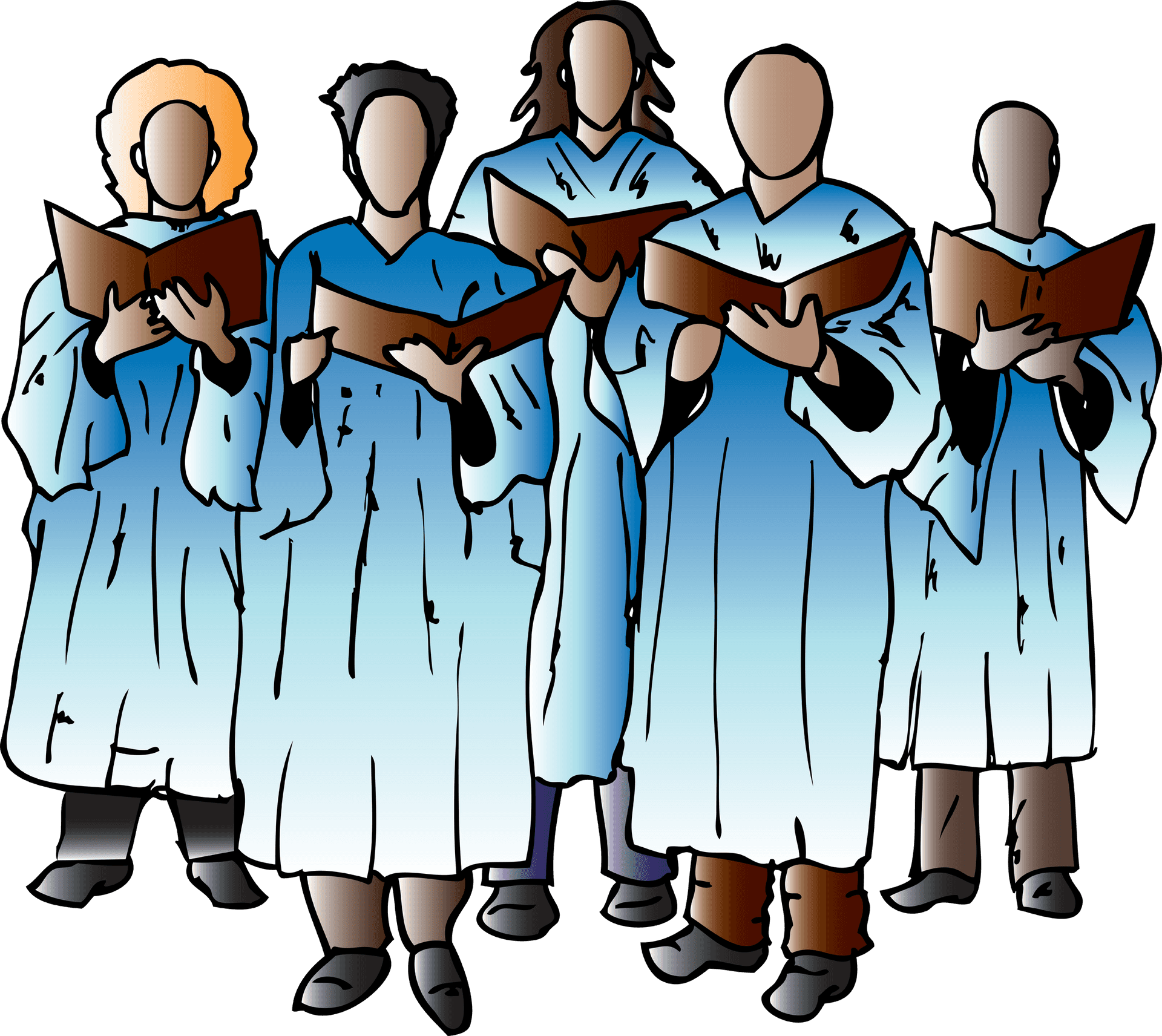 Choir Members Cartoon Illustration PNG Image